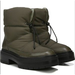 Sam Edelman lakyn Puffer green women's ankle Leather/textile slip on Boots Sz8.5